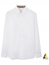 Plain Cotton Long Sleeve Shirt White - BURBERRY - BALAAN 2