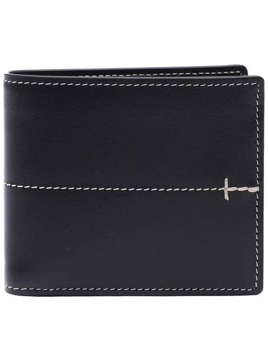 Men's Bi-Fold Stitch Half Wallet Black - TOD'S - BALAAN 1