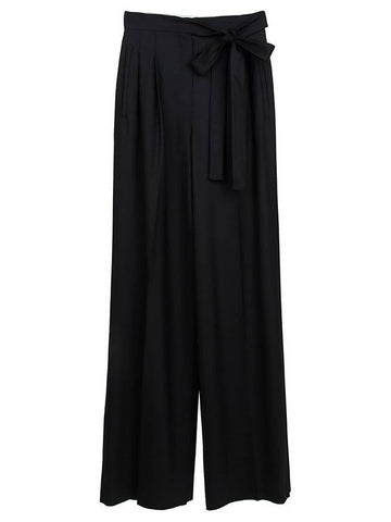 Acqui Wool Wide Pants Black - MAX MARA - BALAAN 1