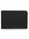 Intrecciato Weaving Zipper Clutch Bag Black - BOTTEGA VENETA - BALAAN 2