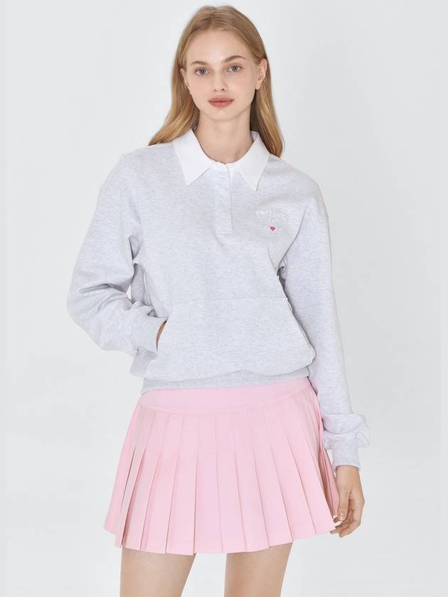 Falling in golf collar pocket sweatshirt light gray - GOXO - BALAAN 1