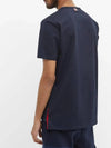 Men's Medium Weight Jersey Tipped Pocket Crewneck Short Short Sleeve T-Shirt Navy - THOM BROWNE - BALAAN 5