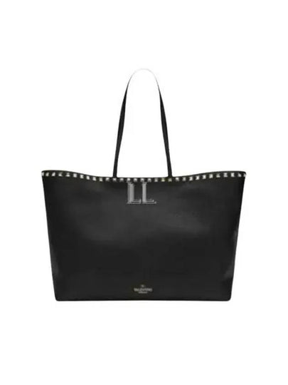 Rockstud Shopper Tote Bag Black - VALENTINO - BALAAN 2