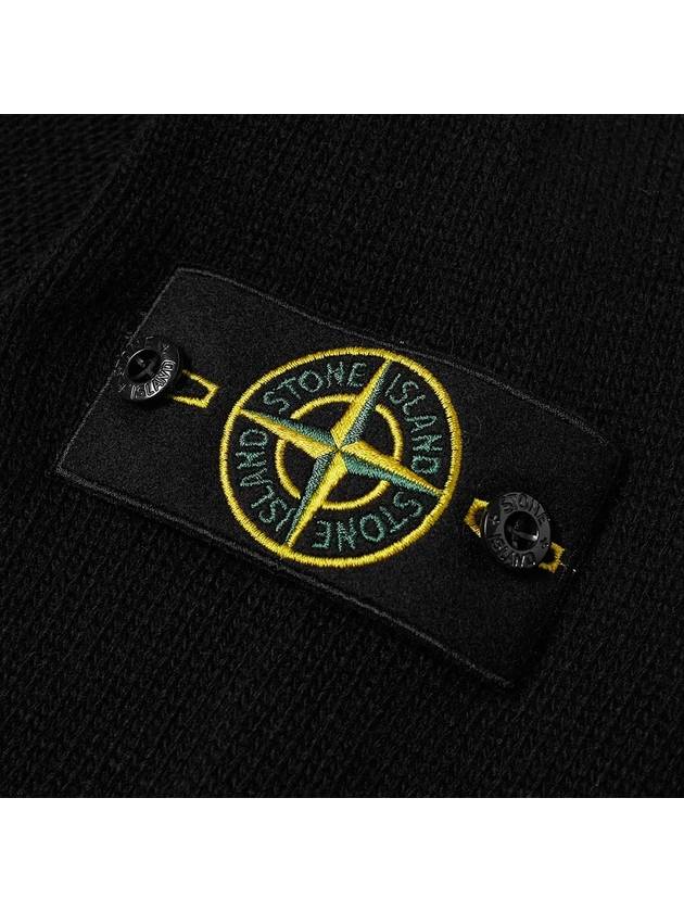 Waffen Patch Round Neck Wool Knit Top Black - STONE ISLAND - BALAAN 7