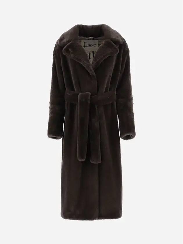 belt fur coat brown - HERNO - BALAAN 4