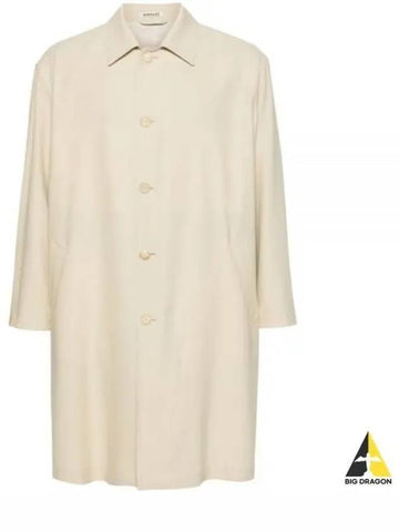 HARD TWIST WOOL TWILL SOUTIEN COLLAR COAT IVORY A24SC01WG - AURALEE - BALAAN 1