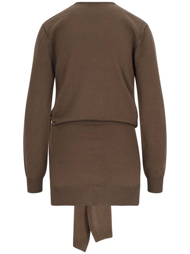 Trompe L'oeil Crew Neck Knit Top Brown - LEMAIRE - BALAAN 3