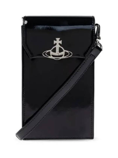 Logo Shiny Patent Phone Case Cross Bag Black - VIVIENNE WESTWOOD - BALAAN 2