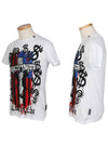 Graphic Print Crystal Embellished Cotton Short Sleeve T-Shirt White - PHILIPP PLEIN - BALAAN 1