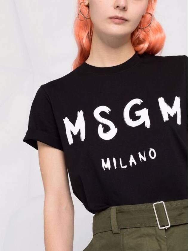 Brushed Logo Short Sleeve T-Shirt Black - MSGM - BALAAN 4