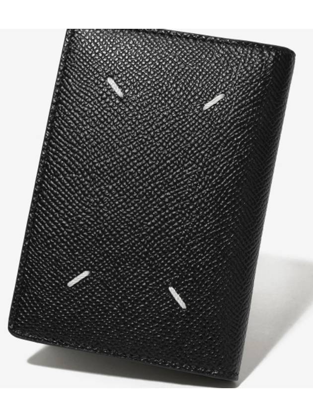 Stitched Bi-Fold Leather Card Wallet Black - MAISON MARGIELA - BALAAN 5