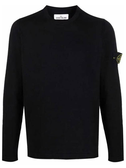 Wappen Patch Crew Neck Knit Top Black - STONE ISLAND - BALAAN 2