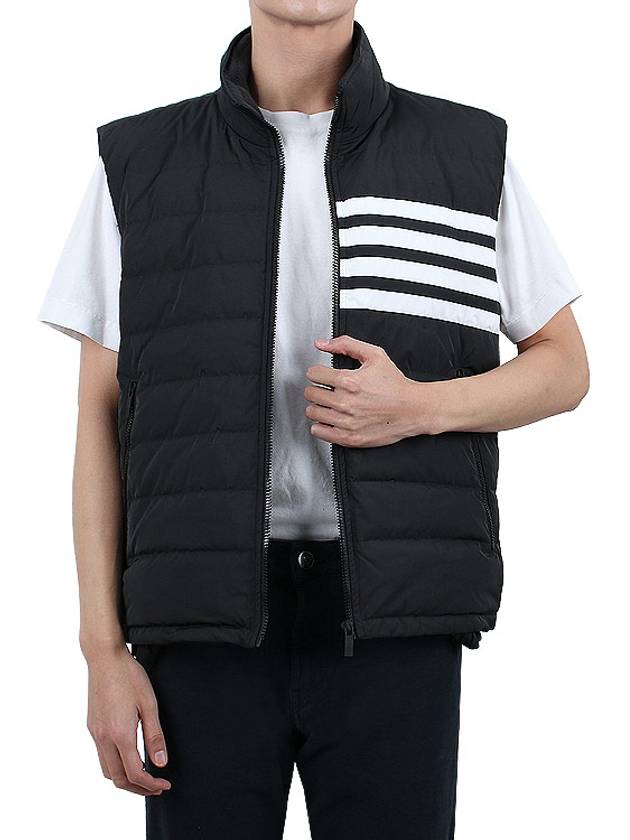 4 Bar Poly Twill Down Vest Charcoal - THOM BROWNE - BALAAN 4