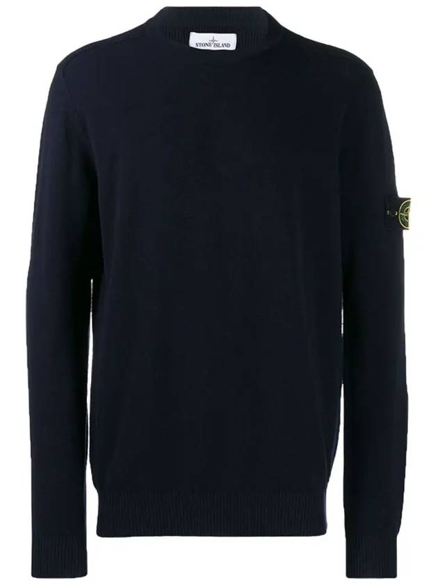 Wappen Patch Crew Neck Wool Knit Top Navy - STONE ISLAND - BALAAN 3