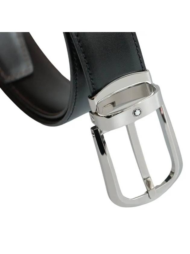 Horseshoe Buckle Reversible Leather Belt Black Brown - MONTBLANC - BALAAN 5