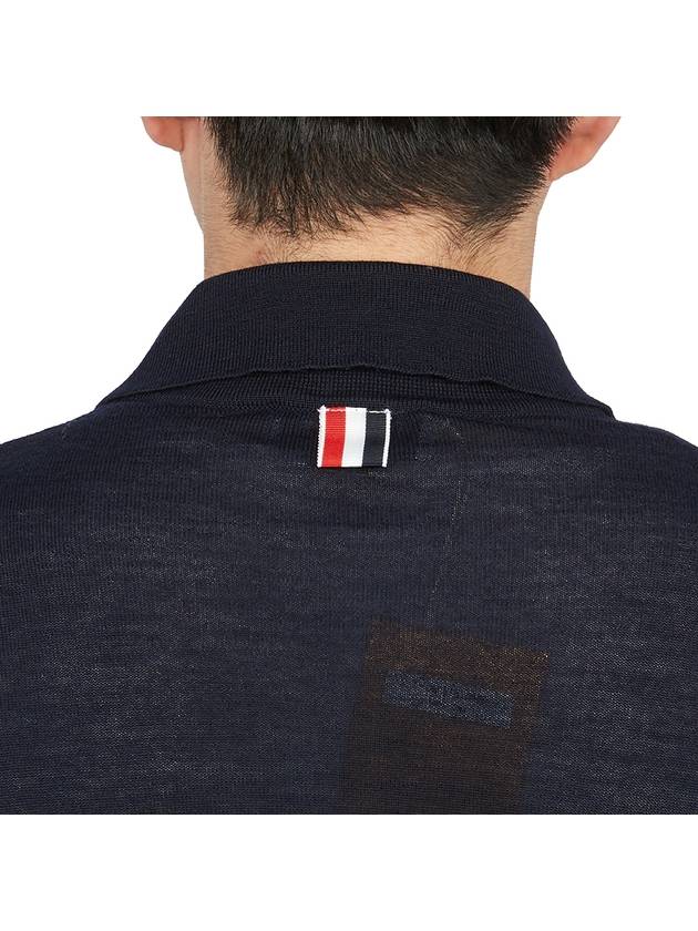 Merino Wool Armband Long Sleeve Shirt Navy - THOM BROWNE - BALAAN 8