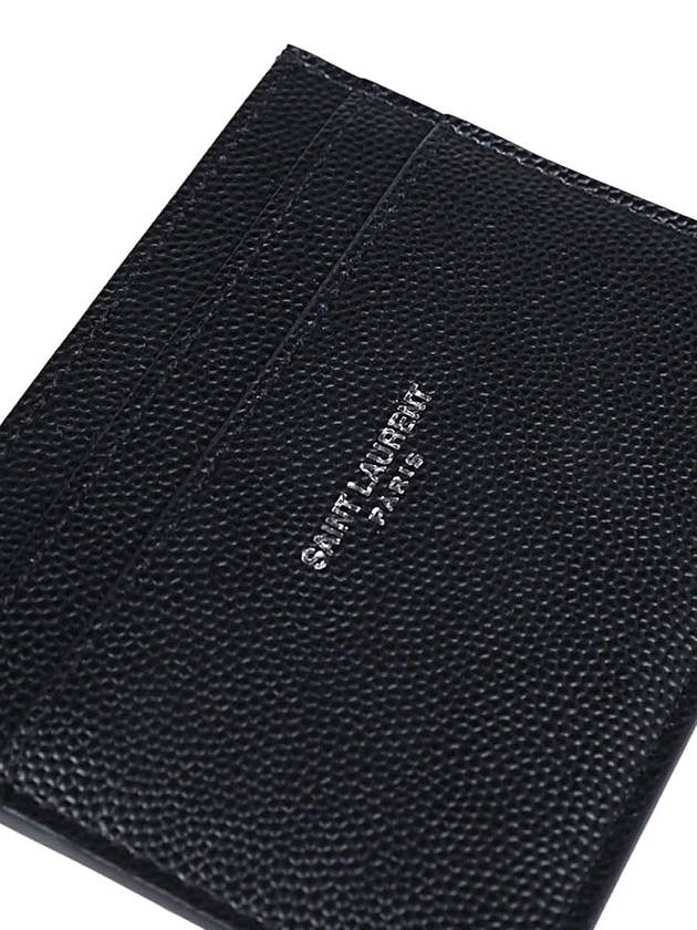 Embossed Leather Card Wallet Black - SAINT LAURENT - BALAAN 4