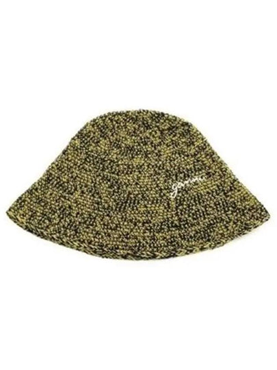 Embroidered Logo Chunky Knit Bucket Hat Green - GANNI - BALAAN 2