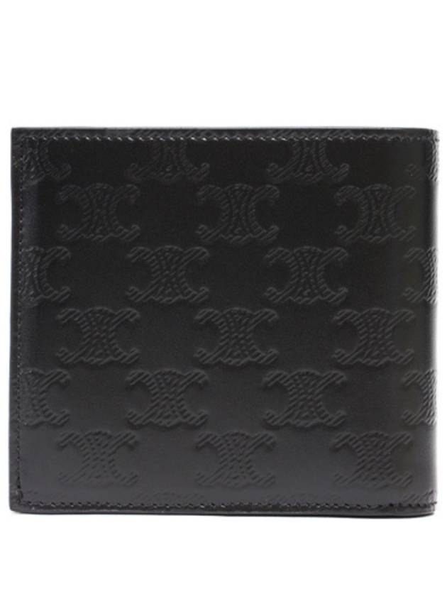 Triomphe Embossed Calfskin Half Wallet Black - CELINE - BALAAN 3