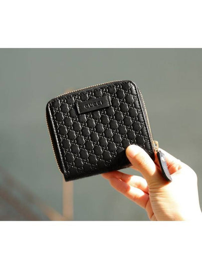 GG Micro Ssima Zipper Half Wallet Black - GUCCI - BALAAN 2