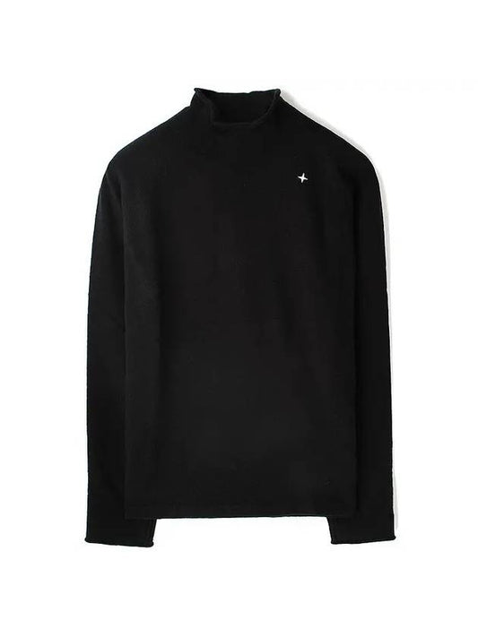 Stellina Mock Neck Lambswool Knit Top Black - STONE ISLAND - BALAAN 1