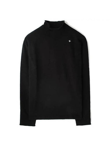 Stellina Mock Neck Lambswool Knit Top Black - STONE ISLAND - BALAAN 1