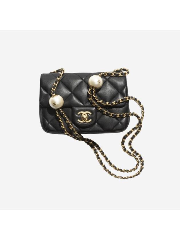 Mini Flap Bag Lambskin Fantasy Pearl Gold Metal Black - CHANEL - BALAAN 1