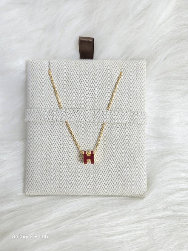 Mini Pop H Pendant Necklace Gold Rouge Grenat - HERMES - BALAAN 4