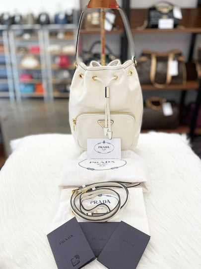 Women s Duet Bucket Bag White Leather 1BH038 Condition A - PRADA - BALAAN 2