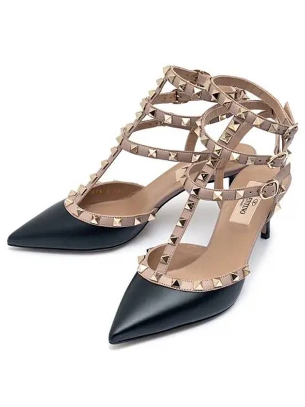 Women's Rockstud Ankle Strap Pumps Black - VALENTINO - BALAAN 3