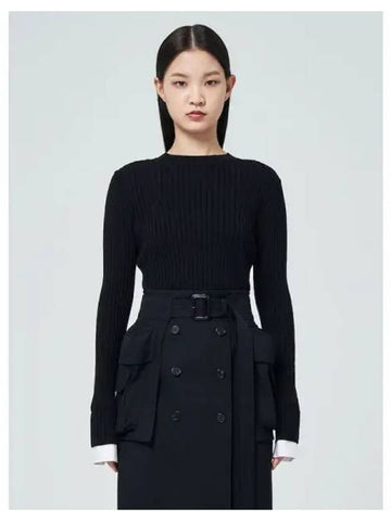 Woven cuffs round knit pullover black domestic product GM0023102749157 - JUUN.J - BALAAN 1