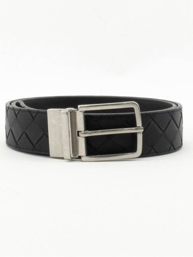 Intrecciato Reversible Leather Belt Black - BOTTEGA VENETA - BALAAN 2