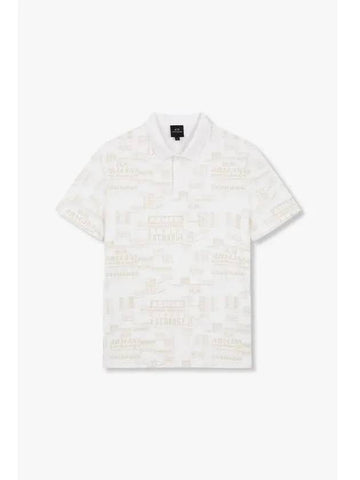 Men s Logo Pattern Pique Polo Shirt Off White - ARMANI EXCHANGE - BALAAN 1