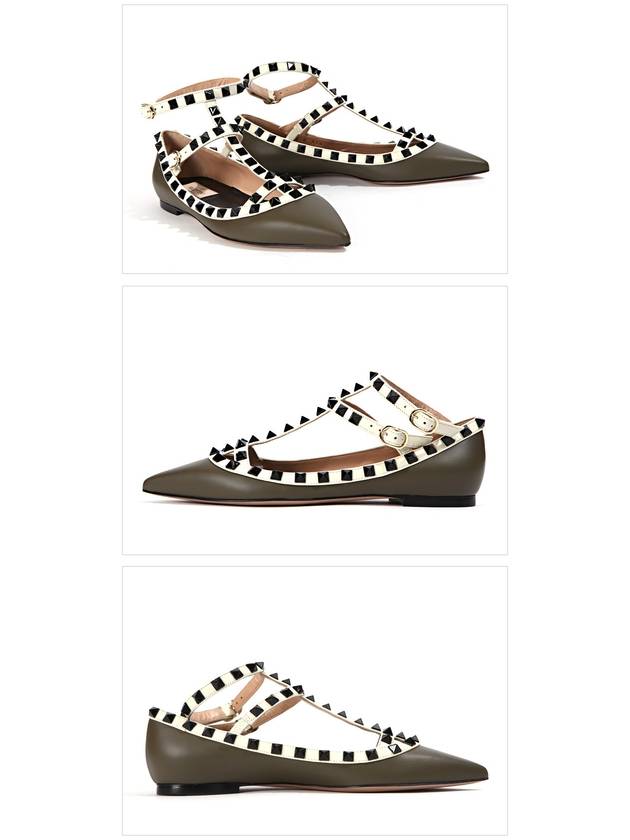 Rockstud Flats Dark Khaki - VALENTINO - BALAAN 3