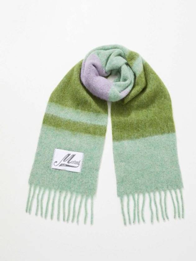 Striped Alpaca Mohair Muffler Green - MARNI - BALAAN 2