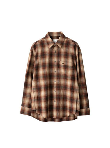 Flannel Back Logo Check Long Sleeve Shirt Brown - WOOYOUNGMI - BALAAN 1