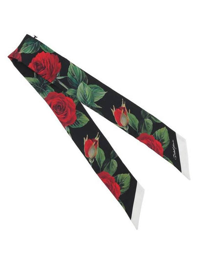 Jacquard twill DG log rose print head scarf - DOLCE&GABBANA - BALAAN 2