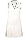 Sports Stretch V-Neck Pleated Short Dress White - LACOSTE - BALAAN 2