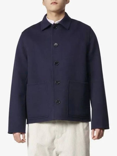 Pocket Patch Wool Blend Jacket Navy - AMI - BALAAN 2