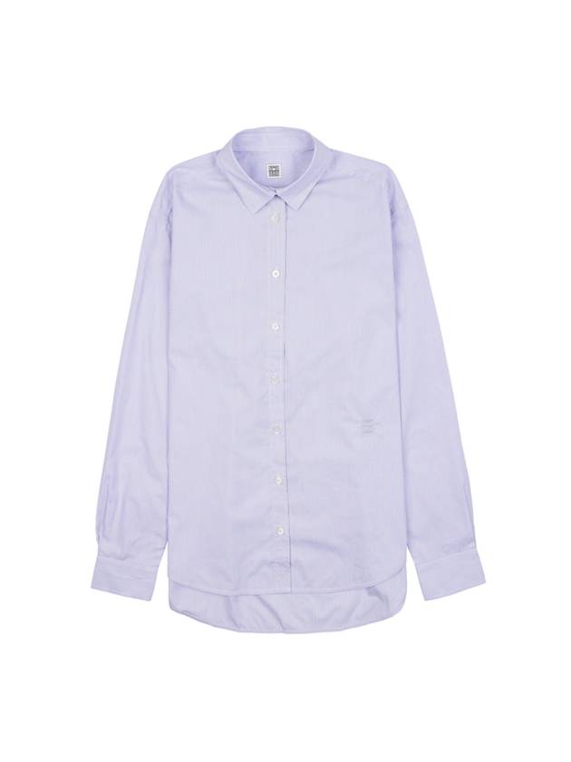 Striped Cotton Lyocell Long Sleeve Shirt Lilac - TOTEME - BALAAN 1