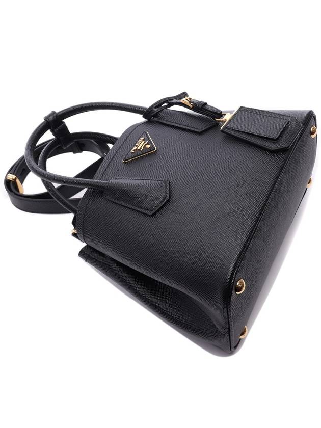 Double Saffiano Leather Mini Bag Black - PRADA - BALAAN 6