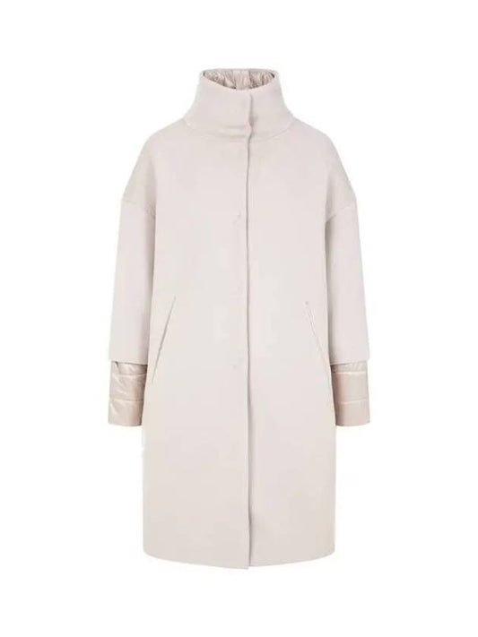 Women s Hidden Snap Button Wool Sub Zero Coat Beige 270849 - HERNO - BALAAN 1