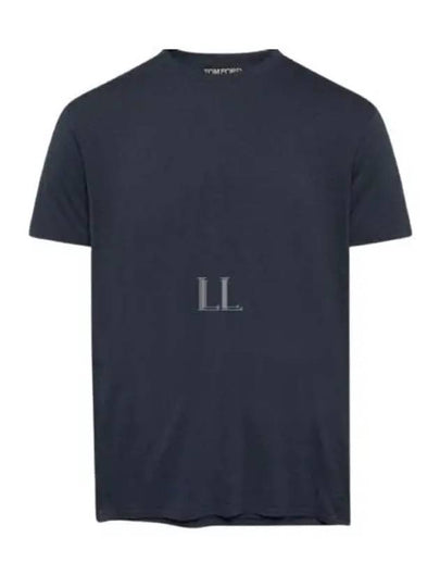 Cotton Crew Neck Short Sleeve T-Shirt Navy - TOM FORD - BALAAN 2