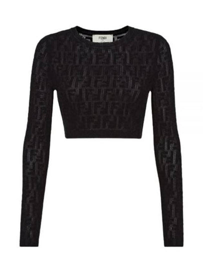 Cropped Knit Top Black - FENDI - BALAAN 2