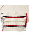 Men's Cable Stitch Merino Striped Wool Knit Top White - THOM BROWNE - BALAAN 10