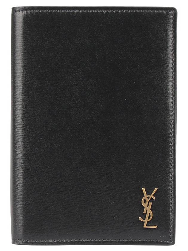 Monogram Logo Card Passport Wallet Black - SAINT LAURENT - BALAAN 3