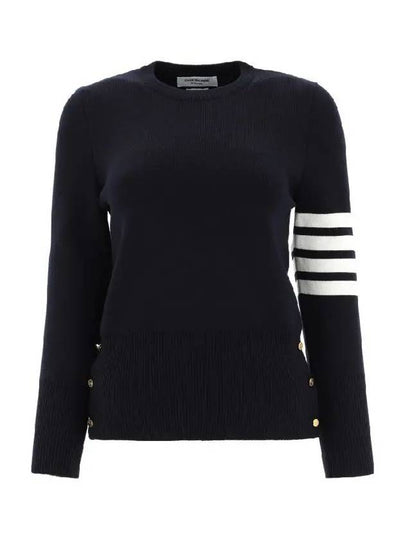 4-Bar Milano Stitch Crew Neck Knit Top Navy - THOM BROWNE - BALAAN 2