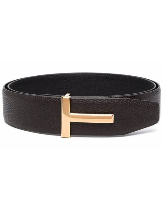 Gold Hardware T Buckle Double Sided Belt Brown Black - TOM FORD - BALAAN 2