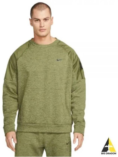 Therma Novelty Crewneck Sweatshirt Khaki - NIKE - BALAAN 2