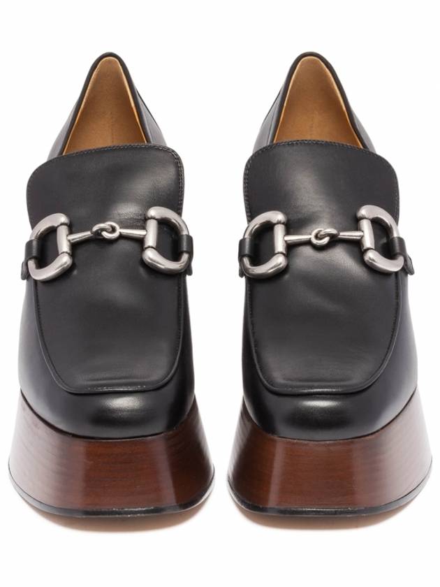 Horsebit Leather Platform Loafers Black - GUCCI - BALAAN.